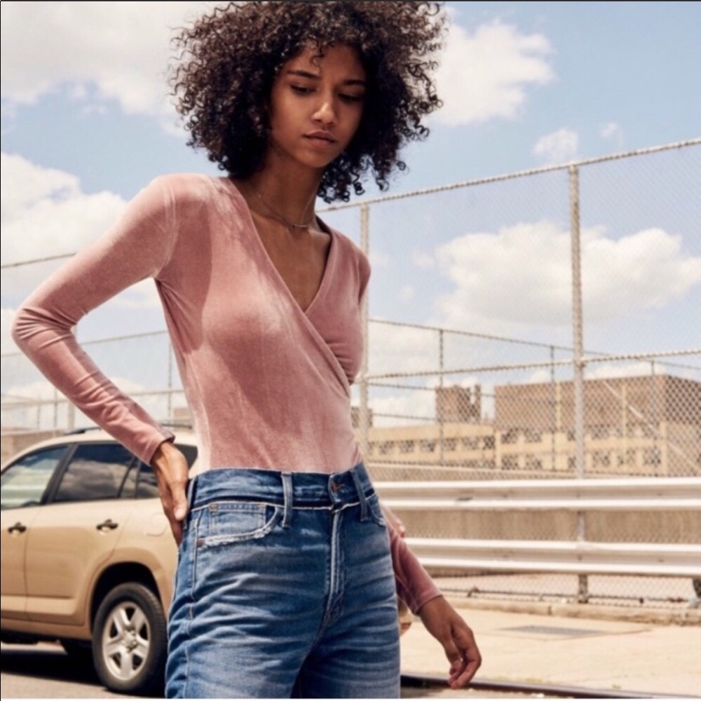 Madewell Velvet Wrap Bodysuit
